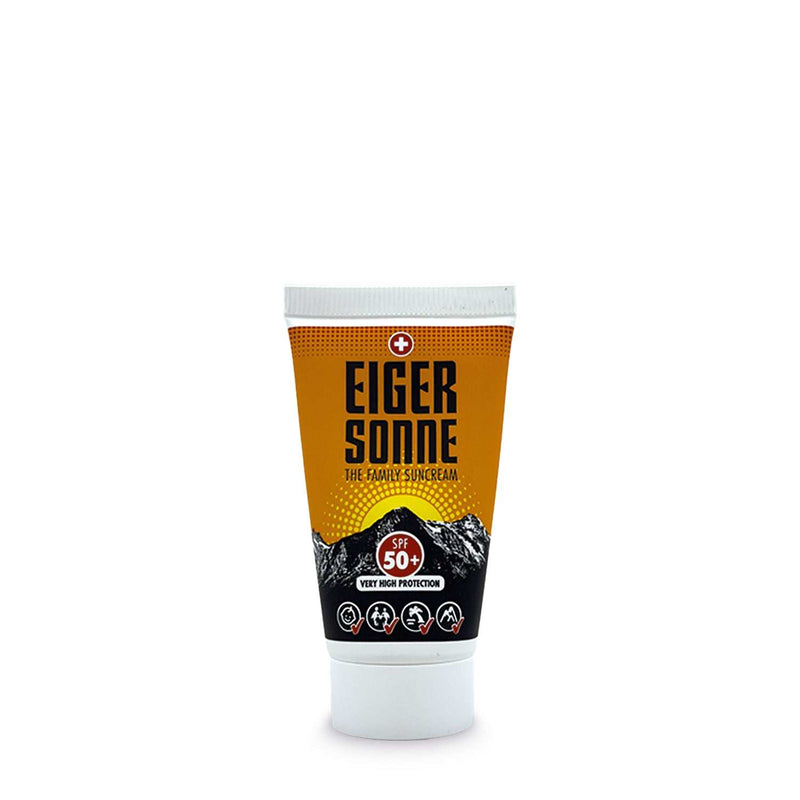 Sonnencreme SPF 50+ Eiger Sonne mit hohem UV-Schutz und schnell einziehender Formel für empfindliche Haut.