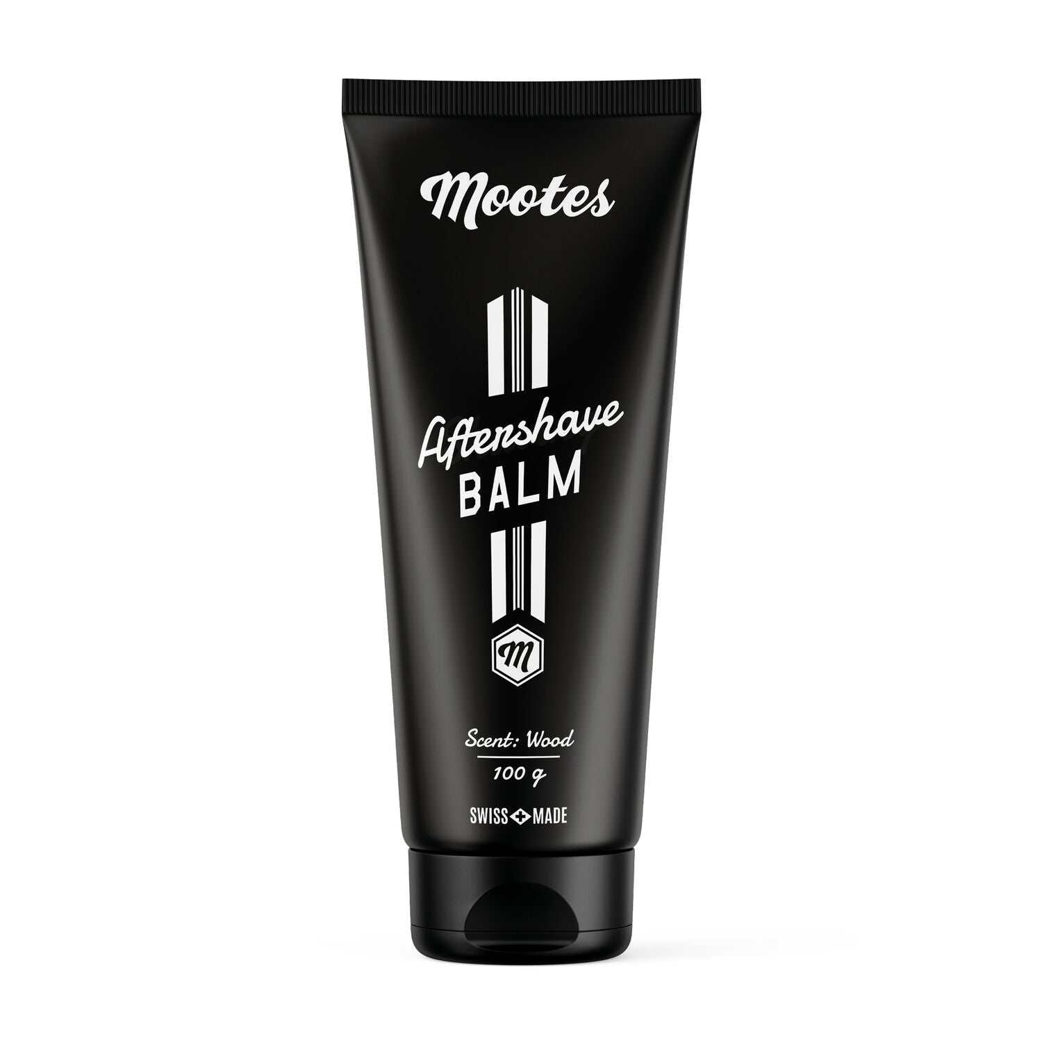Mootes Aftershave Balsam Wood 100g, vegane Rasurpflege mit Aloe Vera und holzig-würzigem Duft, Swiss Made