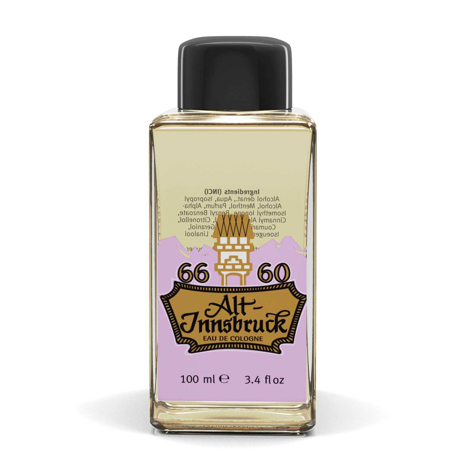 Flasche Eau de Cologne Alt-Innsbruck mit historischem Design und Tabak-Menthol-Duft, 100 ml