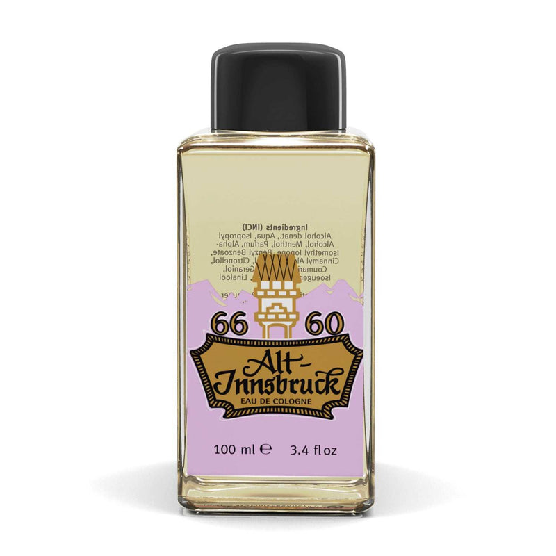 Flasche Eau de Cologne Alt-Innsbruck mit historischem Design und Tabak-Menthol-Duft, 100 ml
