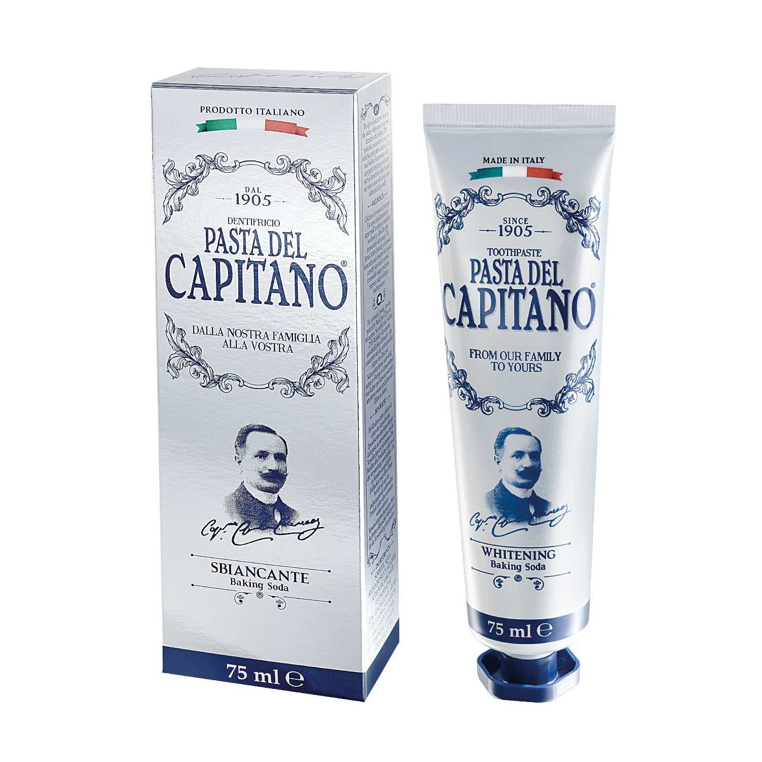 Zahnpasta Baking Soda - Pasta del Capitano 75 ml Whitening für sanfte Zahnaufhellung und frischen Atem