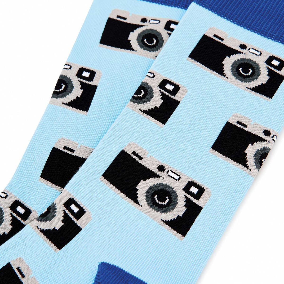 Detailansicht der Camera Socken mit Kameramotiv