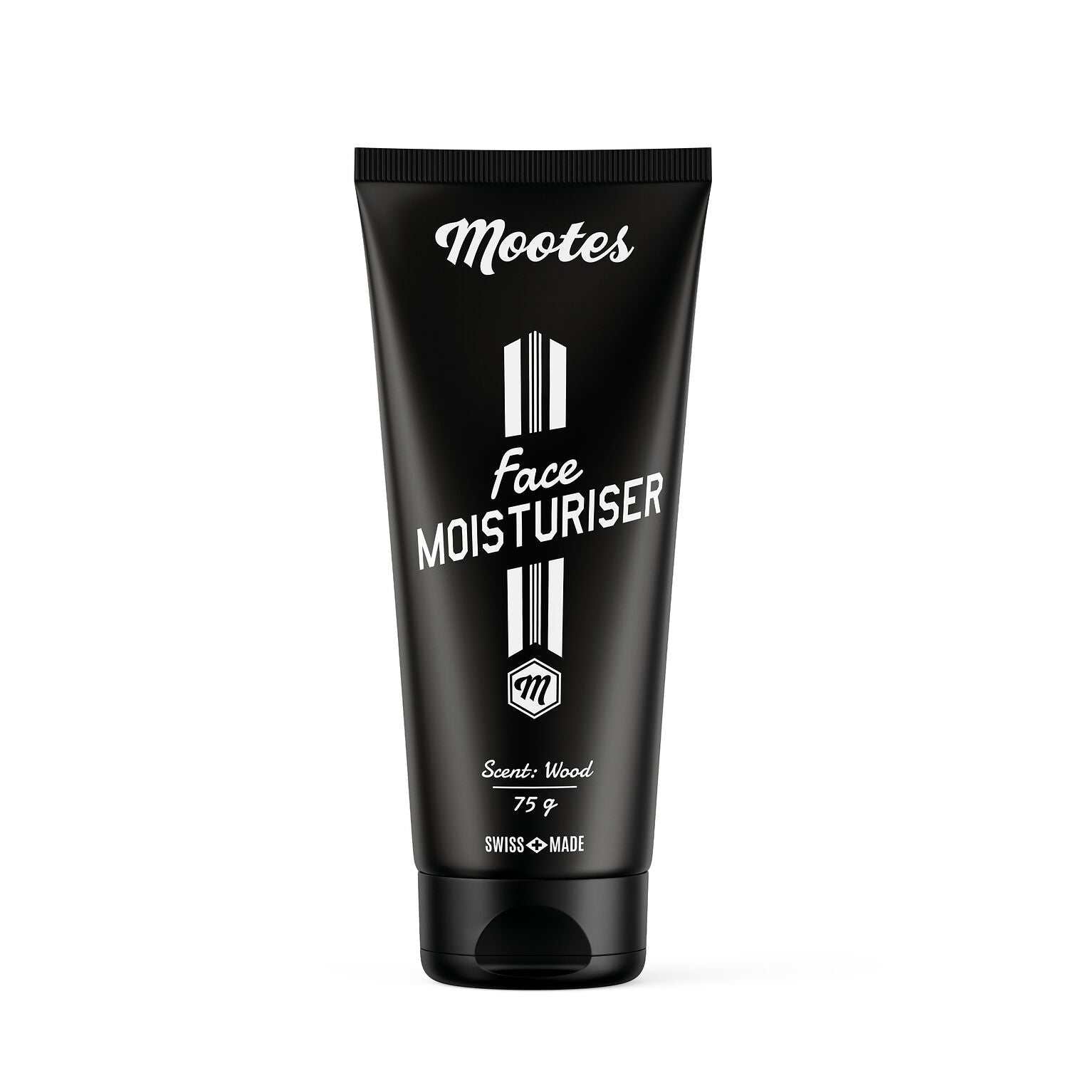 Mootes Face Moisturiser Wood Gesichtscreme für Männer mit holzigem Duft, Avocadoöl, Sheabutter und Hyaluronsäure, vegan und schnell einziehend, Swiss Made