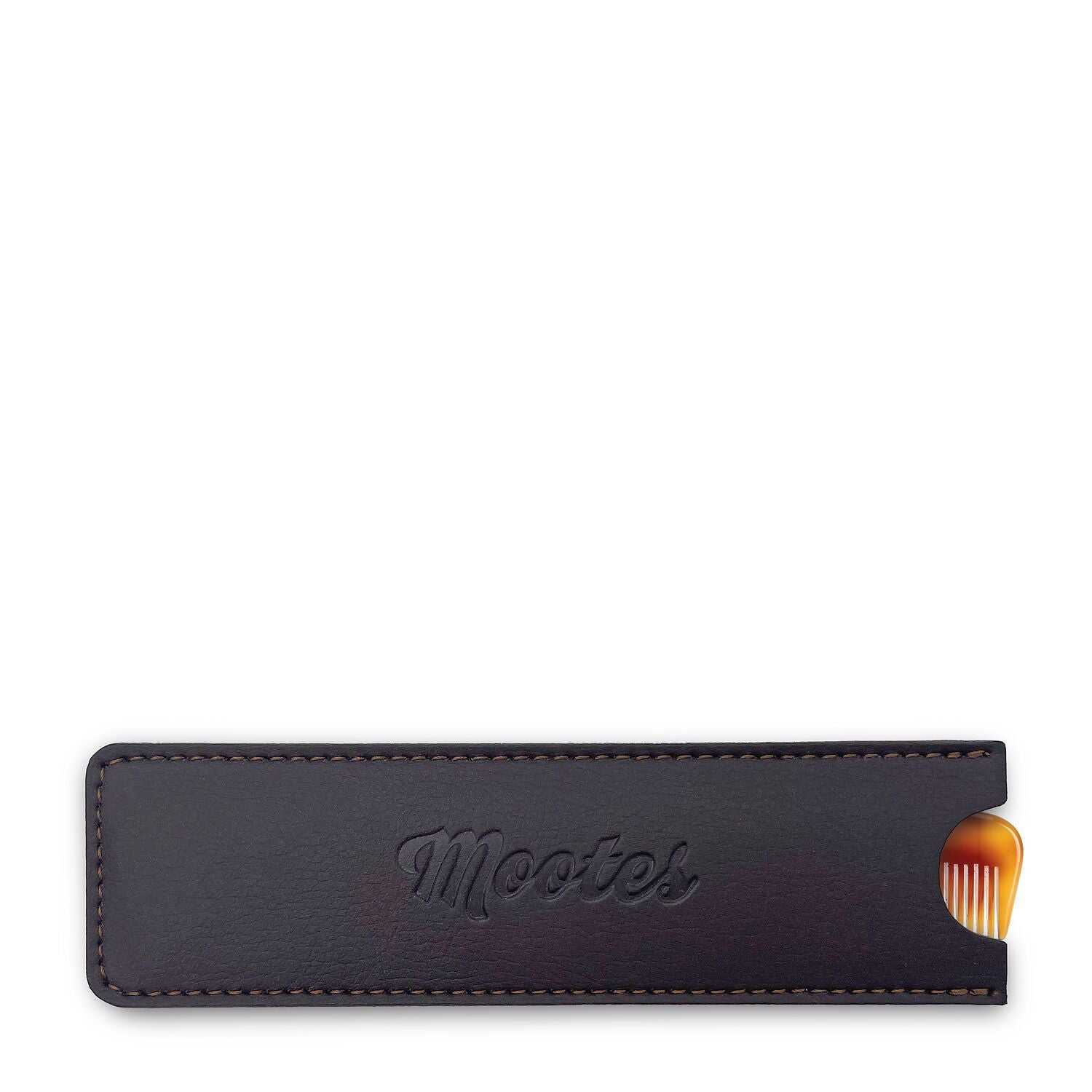 Haarkamm mit Etui aus Zellulose und nachhaltigem Viridis® Leder, handgefertigt und mit Goldprägung versehen