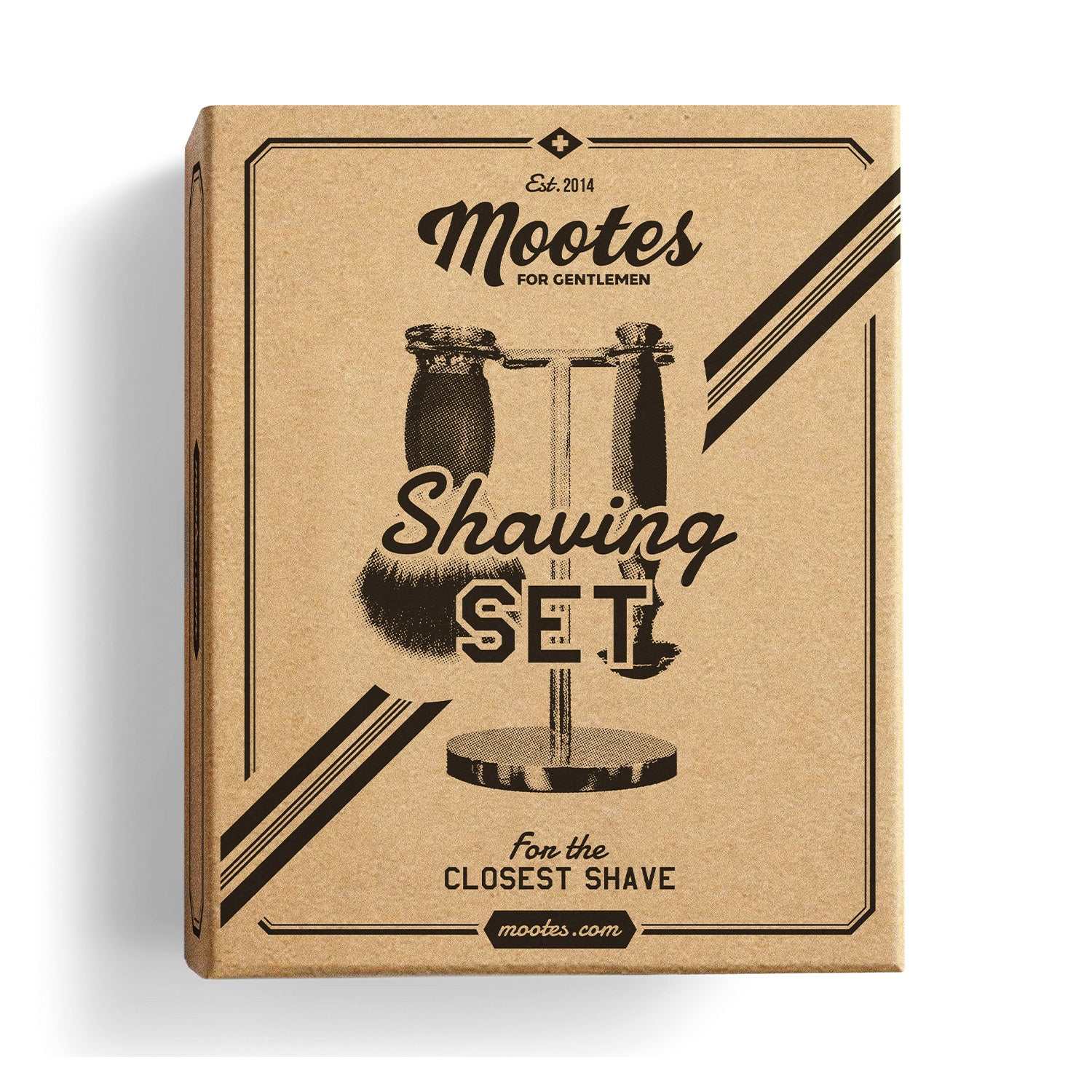 Rasierhobelset Olivenholz mit Rasierhobel, Pinsel aus Kunstfasern und Aufbewahrungsständer im Retro-Karton