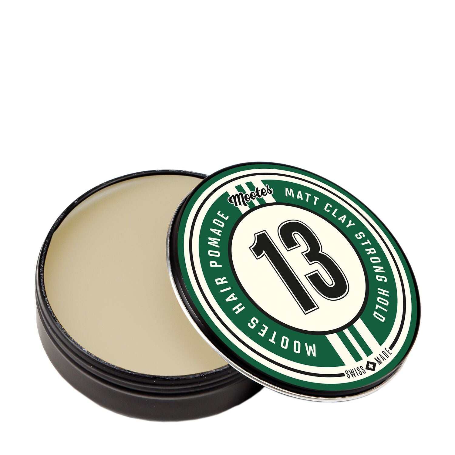 Haarpomade 13 Strong Matt von Mootes mit starkem Halt und mattem Finish in schwarzer Dose