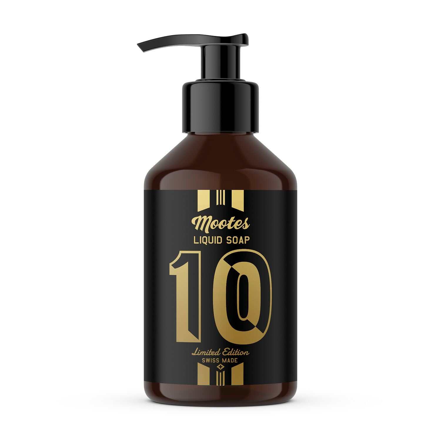 Flüssigseife 10 Limited Edition Mootes luxuriöse Handseife mit edlem Duft und nachhaltigen Inhaltsstoffen in brauner Pumpflasche