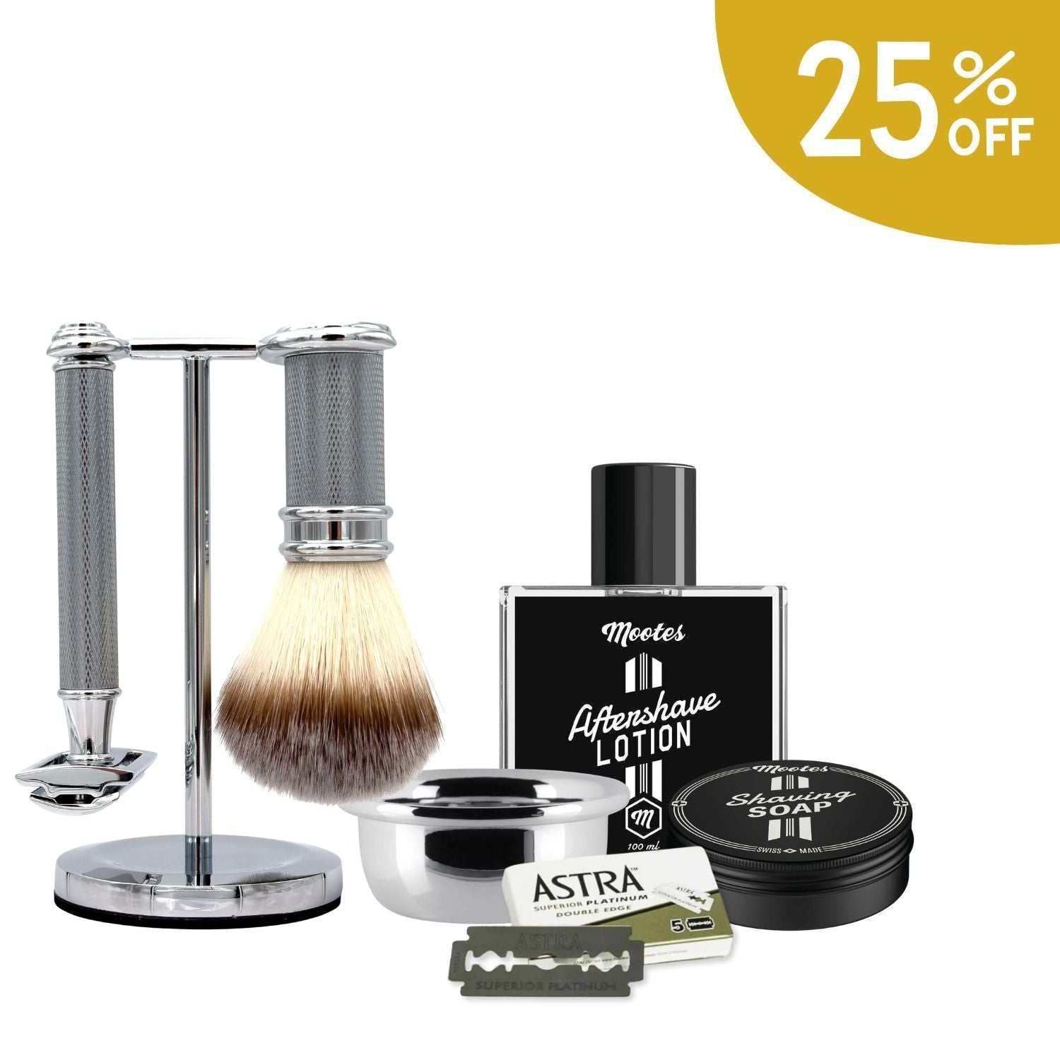 Rasierhobelset mit Holzgriff und Zubehör für klassische Nassrasur