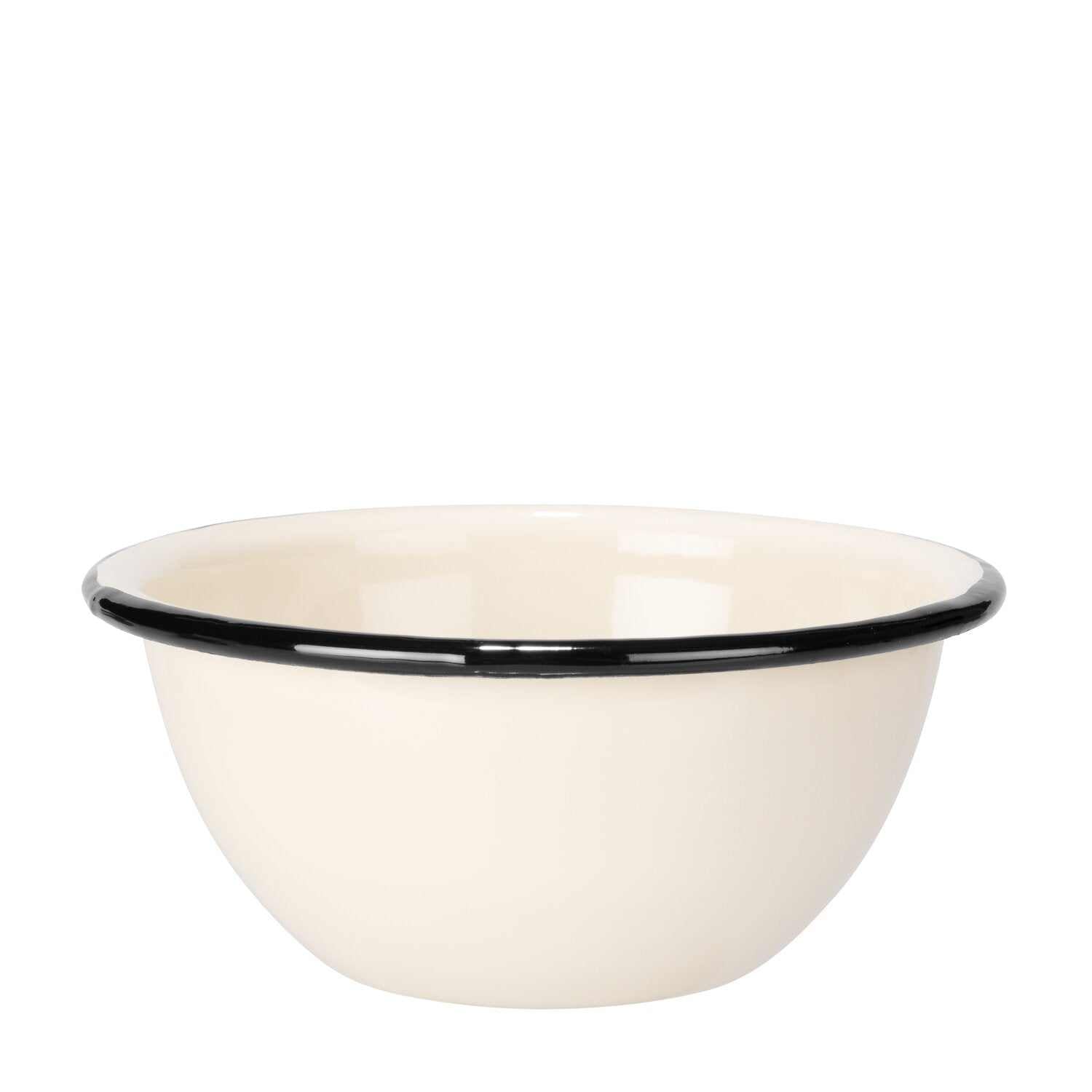 Rasierschale aus Emaille Mootes in cremeweiß mit schwarzem Rand für klassische Nassrasur