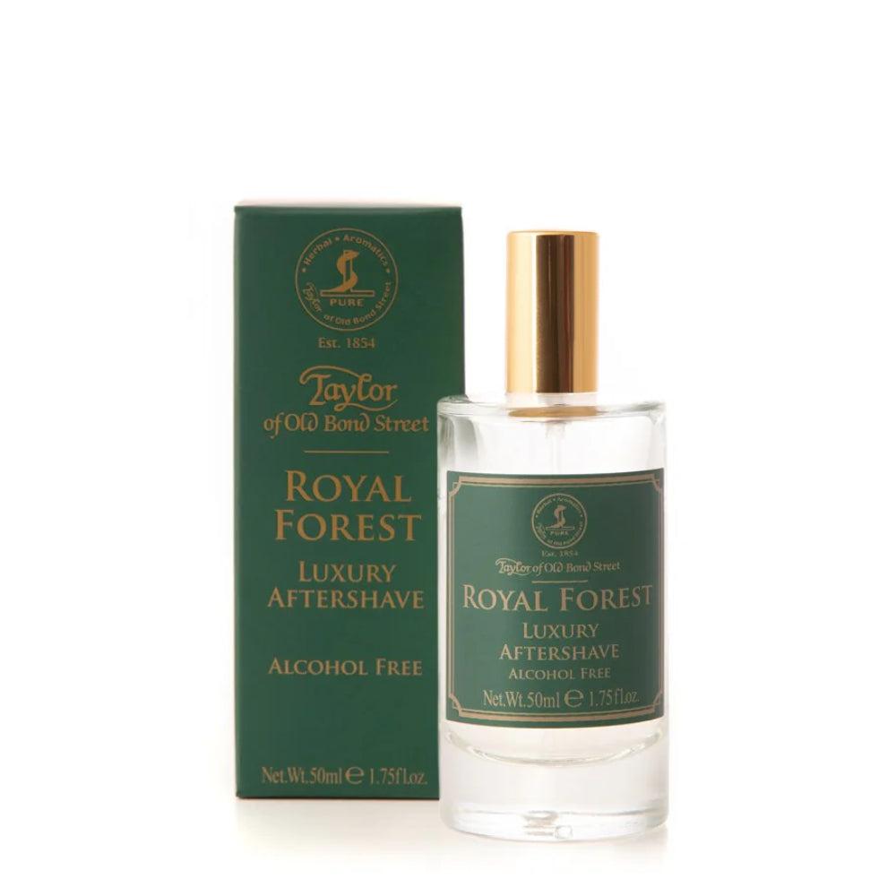 Aftershave Lotion Royal Forest Luxury von Taylor im Glasflakon mit frischem Bergamotte-Apfel-Duft, alkoholfrei