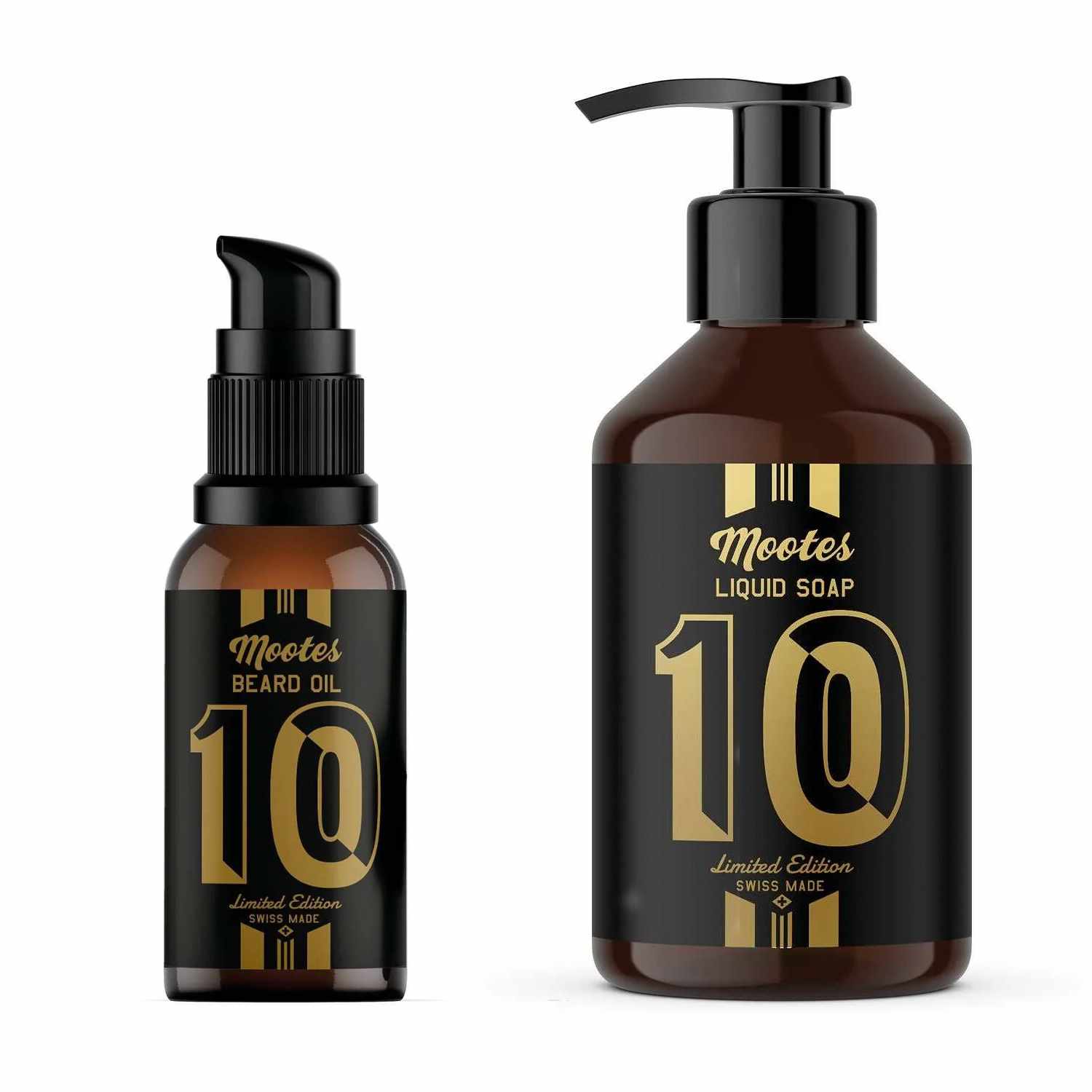 Bartöl und Flüssigseife Limited Edition 10 mit edlem Duft aus Harzen, Weihrauch, Grapefruit und Gewürzen in stilvollen braunen Flaschen