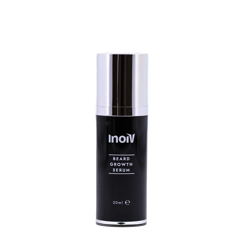 Inoiv Bartwachstums-Serum in schwarzer 30ml Flasche für dichteres und schnelleres Bartwachstum.