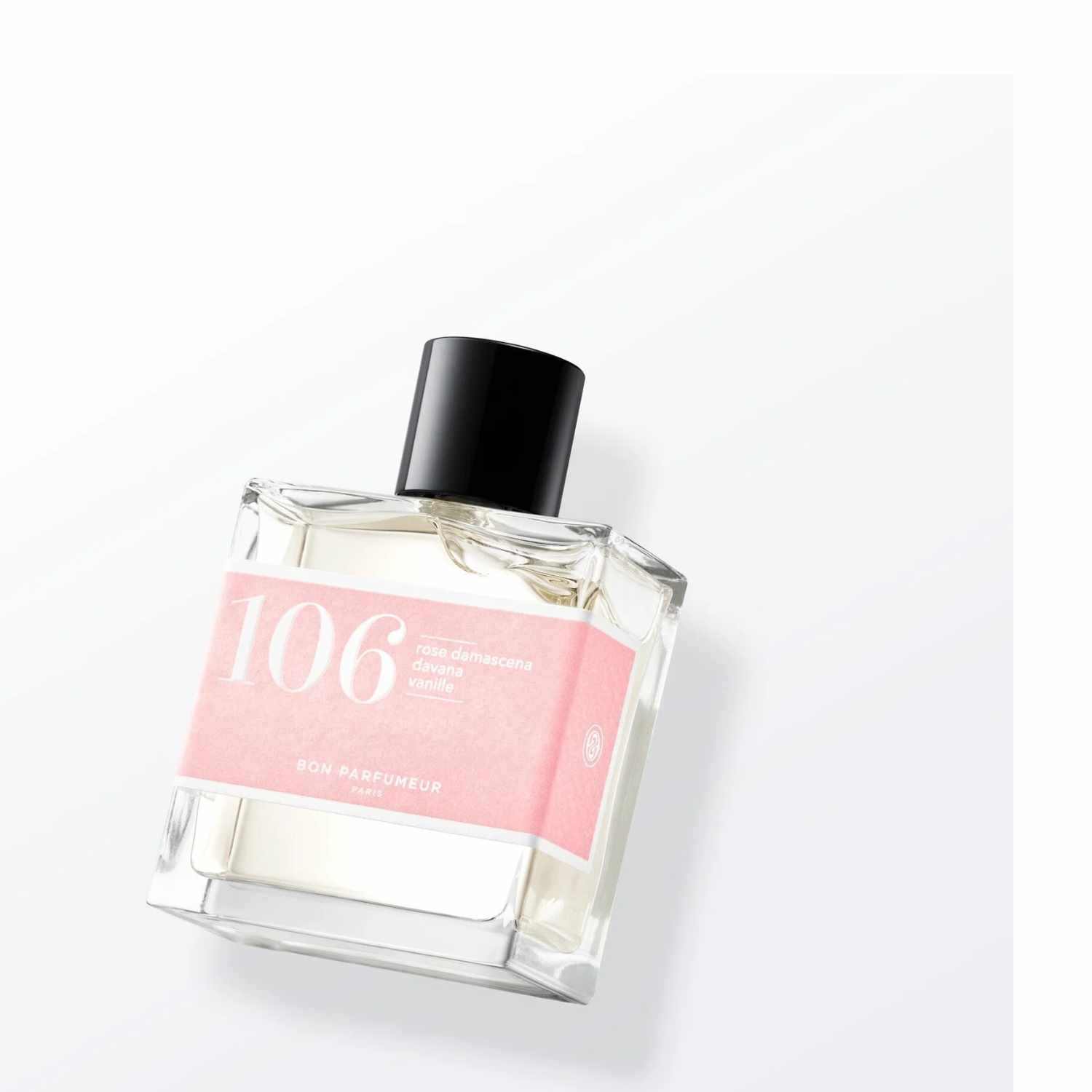 Eau de Parfum 106 von Bon Parfumeur mit Damaszenerrose, rosa Pfeffer, Vanille und Sandelholz, sinnlich und frisch für Nachtschwärmer.