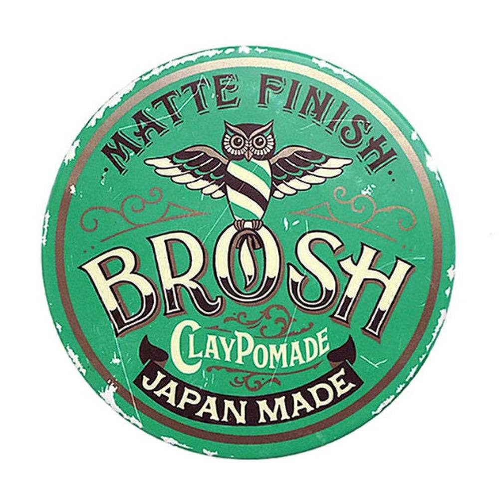 Runde Dose Brosh Haarpomade Clay Pomade mit mattem Finish, japanische Herstellung, grünes Design