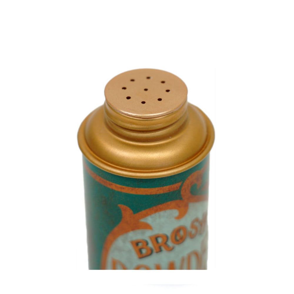 Haarpuder Powder Magic Brosh Dose mit goldenem Deckel und grünem Design