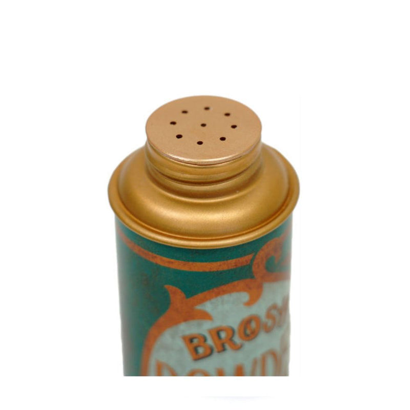 Haarpuder Powder Magic Brosh Dose mit goldenem Deckel und grünem Design