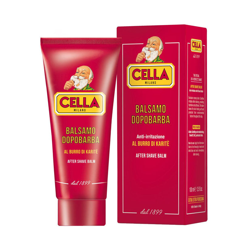 Aftershave Balsam Cella Milano in roter Tube mit Verpackung, pflegend und beruhigend für sensible Haut nach der Rasur