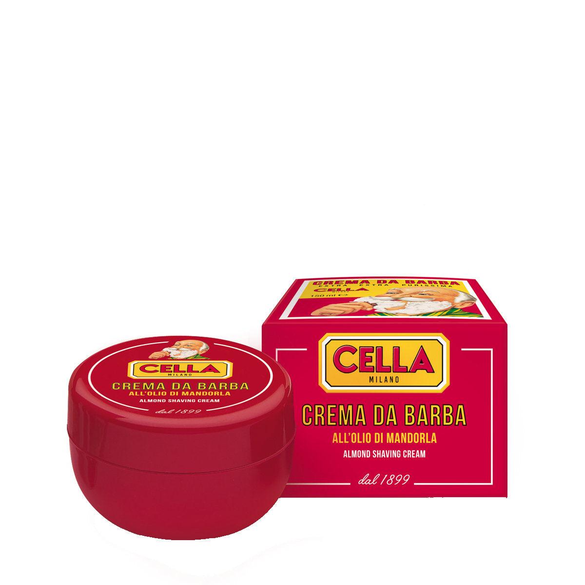 Rasiercreme in roter Schale mit Mandelöl von Cella Milano und passende Verpackung