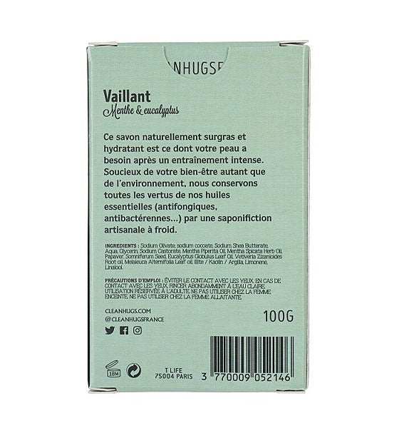 Naturseife Vaillant Clean Hugs mit Eukalyptus, Teebaumöl und Mohn für erfrischende, pflegende Haut nach dem Training