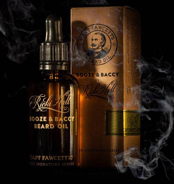 Bartöl Booze & Baccy von Ricki Hall - Captain Fawcett mit Tabak- und Holzdüften, pflegt und bändigt Barthaare.