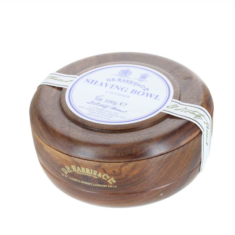 Rasierseife Lavendel in edler Holztopf-Rasierschale aus Sheesham-Holz mit beruhigendem Lavendelduft