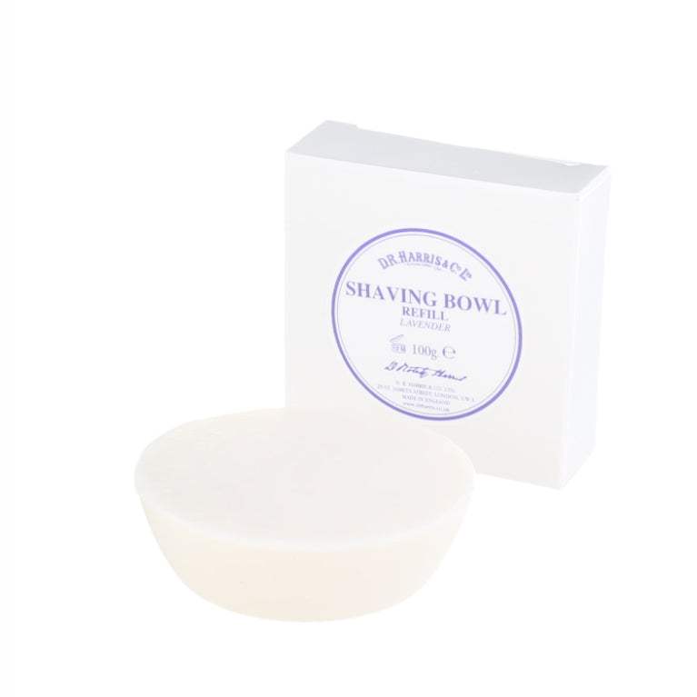 Rasierseife Lavendel von D.R. Harris mit beruhigendem Lavendelduft und feinporigem Schaum für sanfte Nassrasur