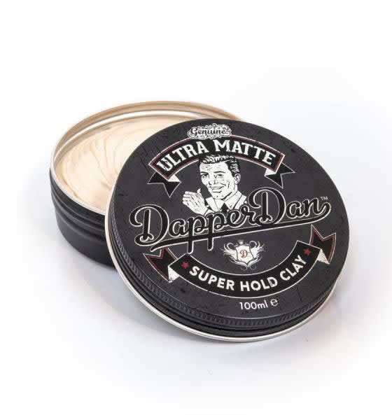 Dapper Dan Pomade Ultra Matte Clay mit starkem Halt und mattem Finish, Vanille-Himbeer-Duft, 100 ml Dose geöffnet