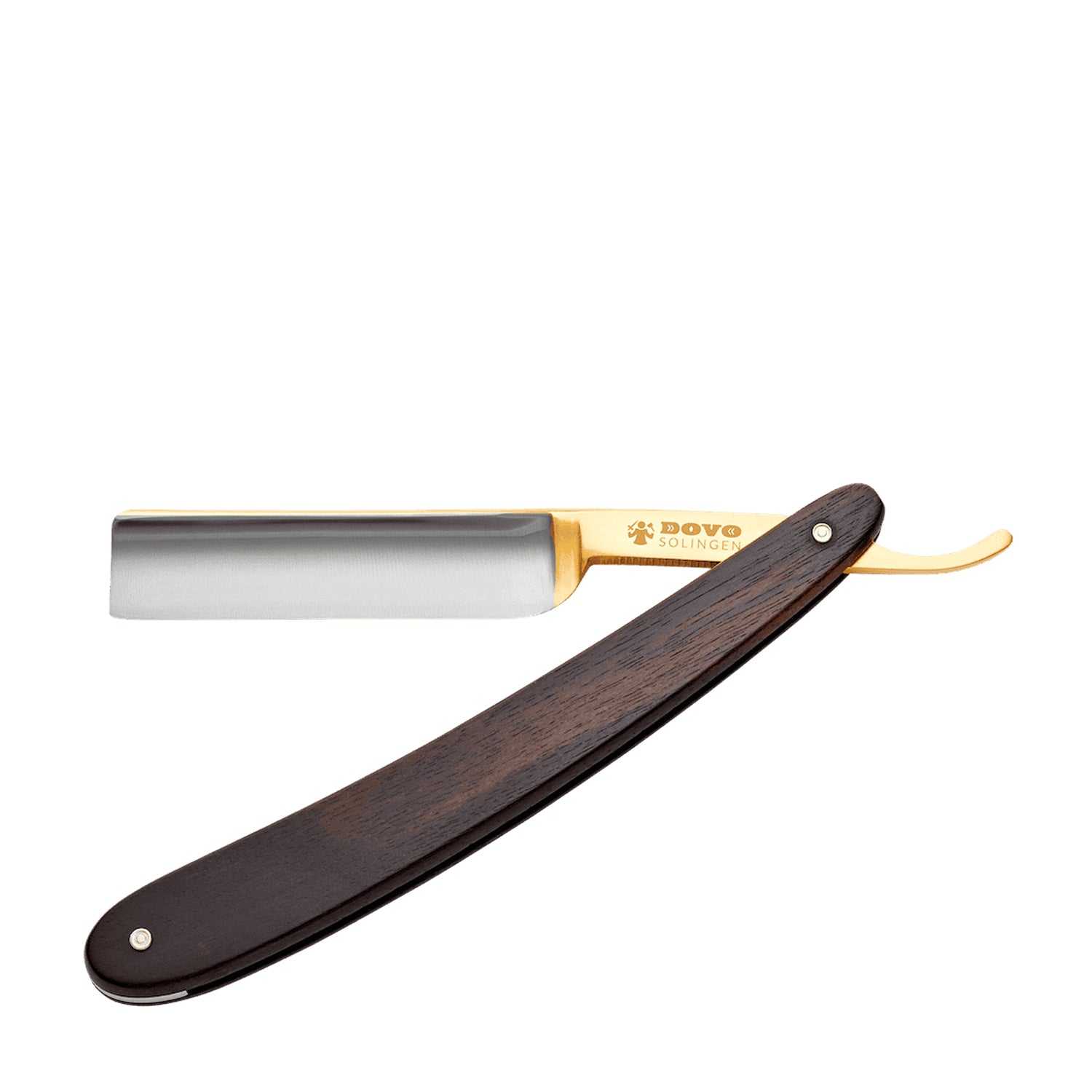 Dovo Rasiermesser APEX Gradkopf 5/8" mit Ebenholzgriff und goldverzierter Klinge, hochwertiges Nassrasiermesser für präzise Rasur