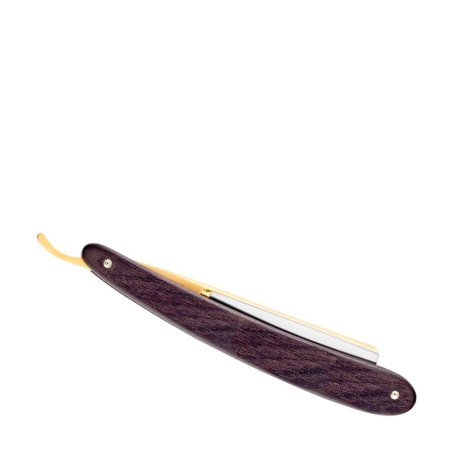 Rasiermesser APEX von Dovo mit Ebenholzgriff, Gradkopf und 5/8 Zoll Klinge aus Kohlenstoffstahl mit 24 Karat Goldverzierung
