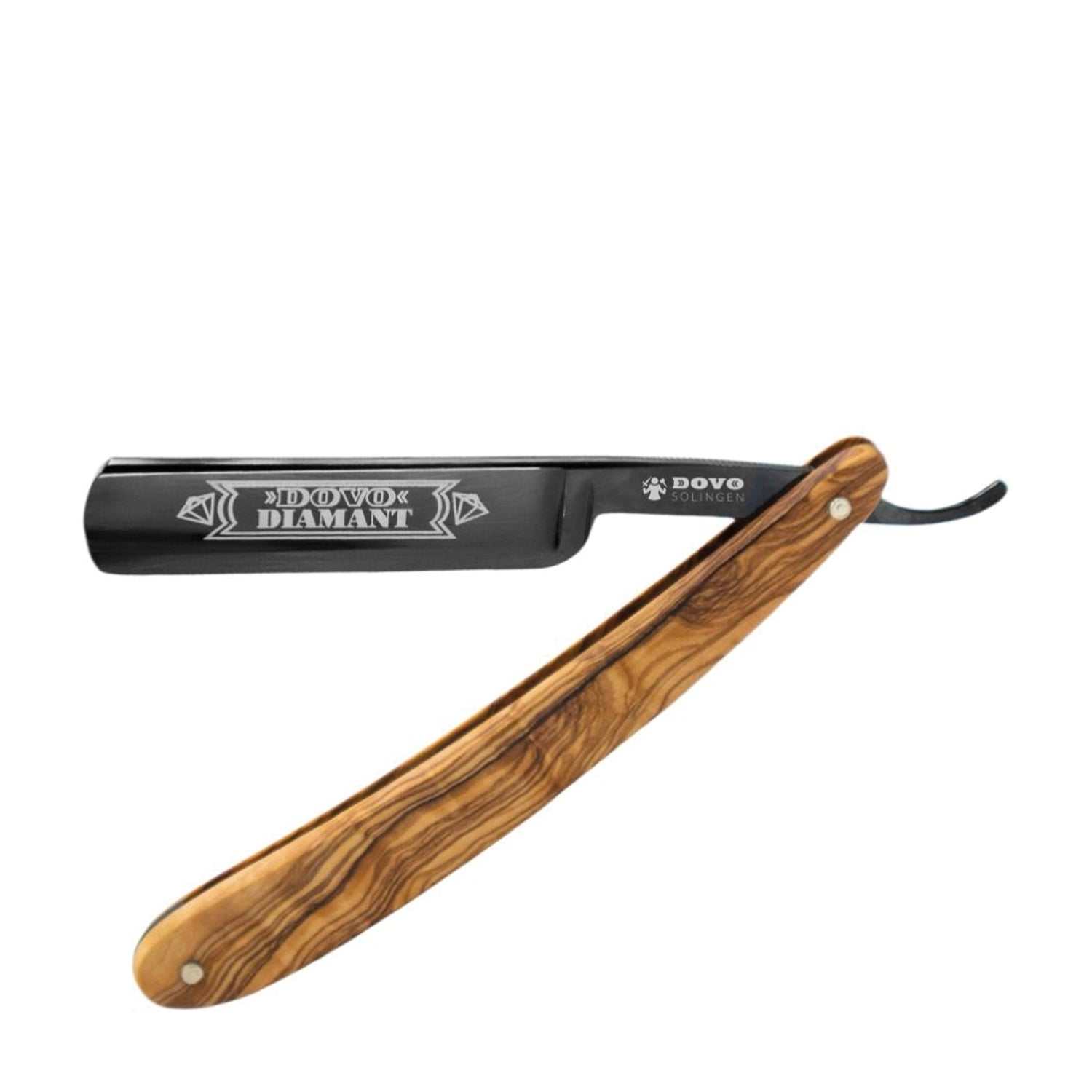 Dovo Rasiermesser Diamant 5/8 Zoll mit rundem Kopf und edlem Olivenholzgriff, handgefertigt aus hochwertigem Kohlenstoffstahl für präzise und sanfte Rasur