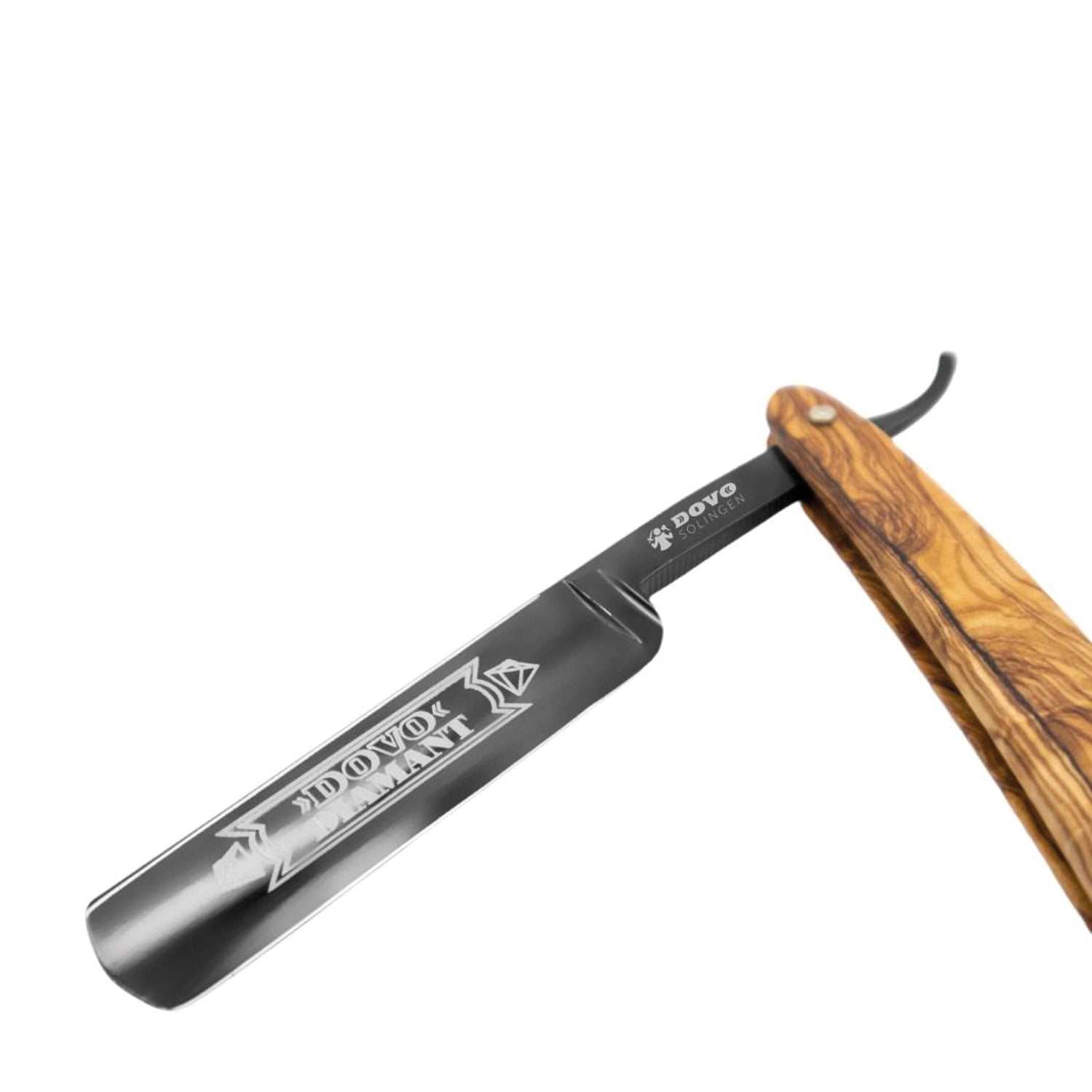 Dovo Rasiermesser Diamant 5/8 Zoll mit Olivenholzgriff und Rundkopf aus hochwertigem Kohlenstoffstahl für präzise Rasur
