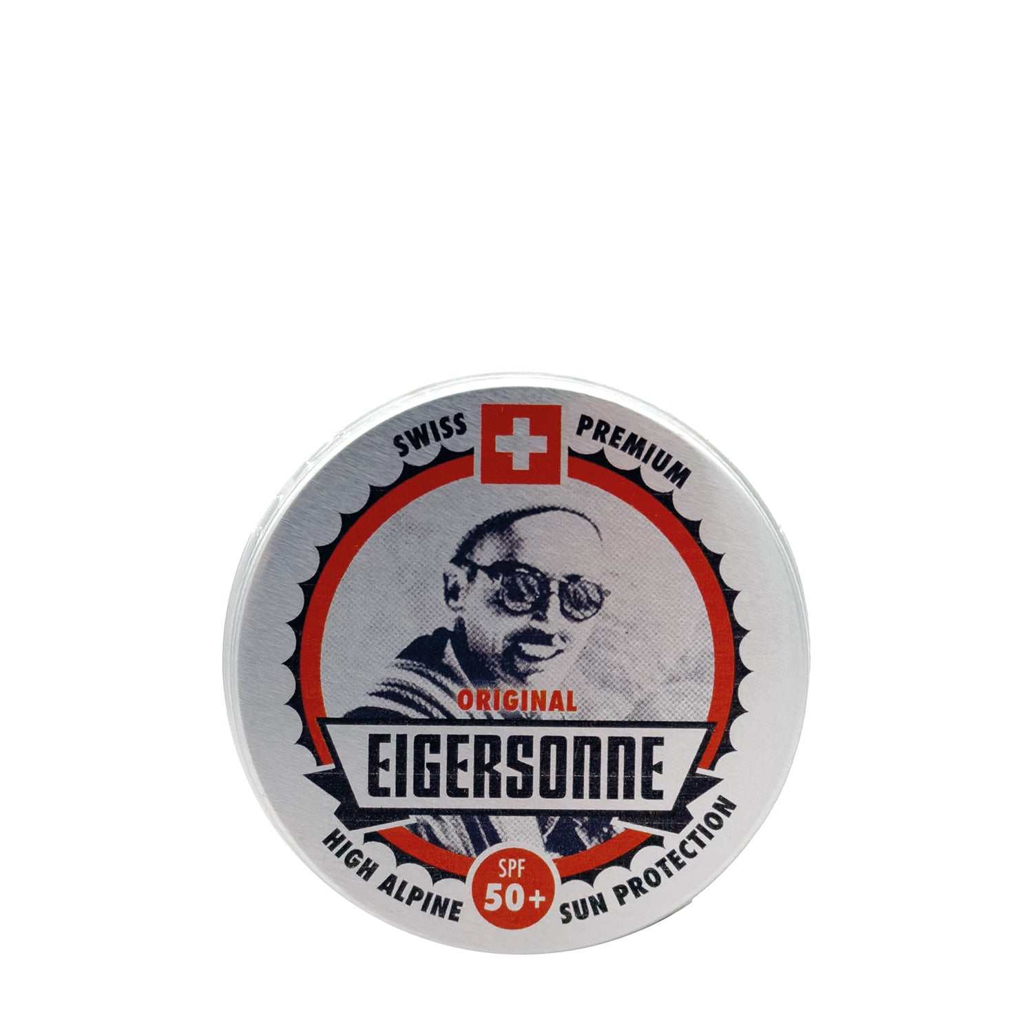 runde Dose mit EIGERSONNE Sonnencreme SPF 50+ für robusten UV-Schutz bei Outdoor-Aktivitäten