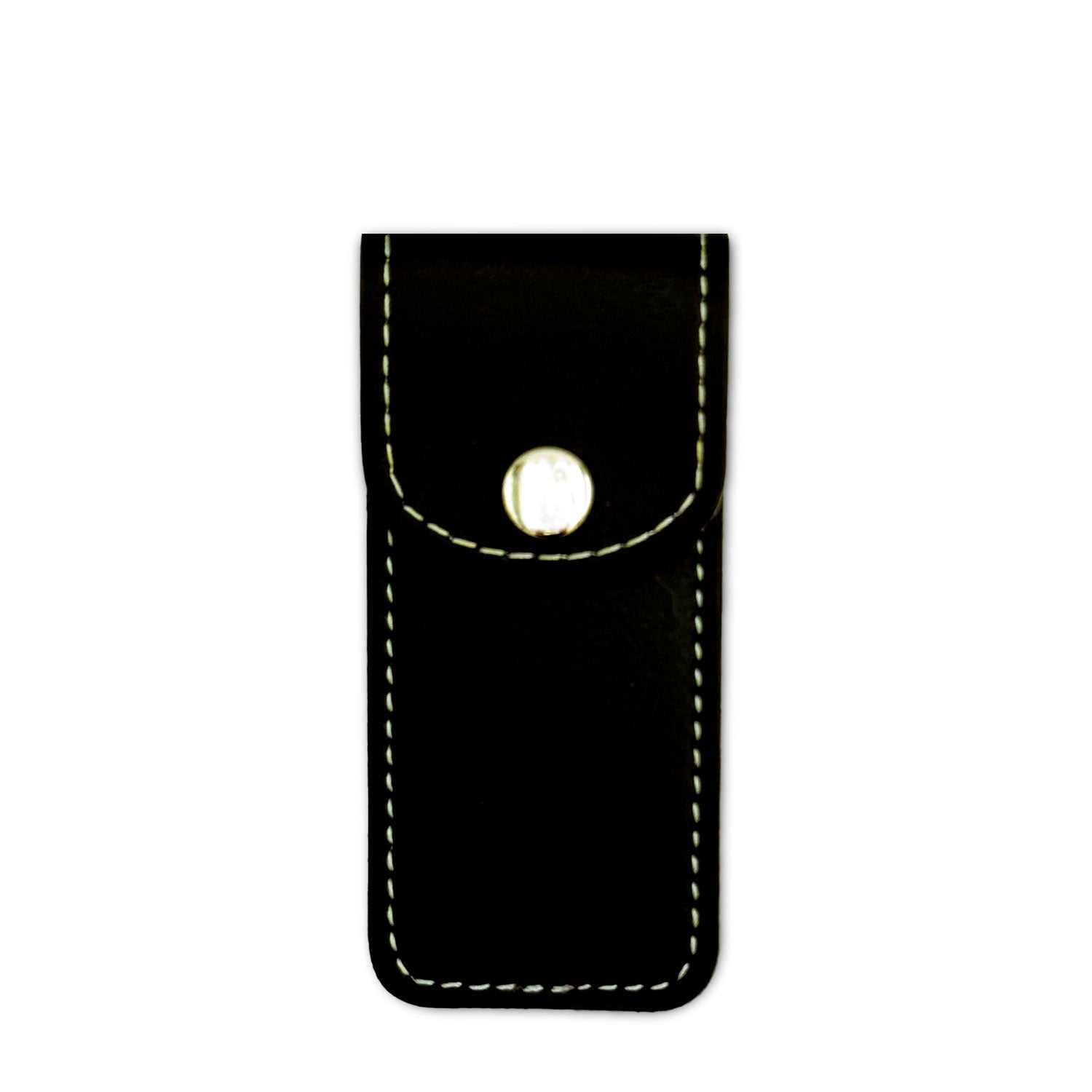 Nasenhaarschneider mit nachhaltigem Viridis Lederetui in Schwarz und weißer Naht, handgefertigt für elegante Aufbewahrung