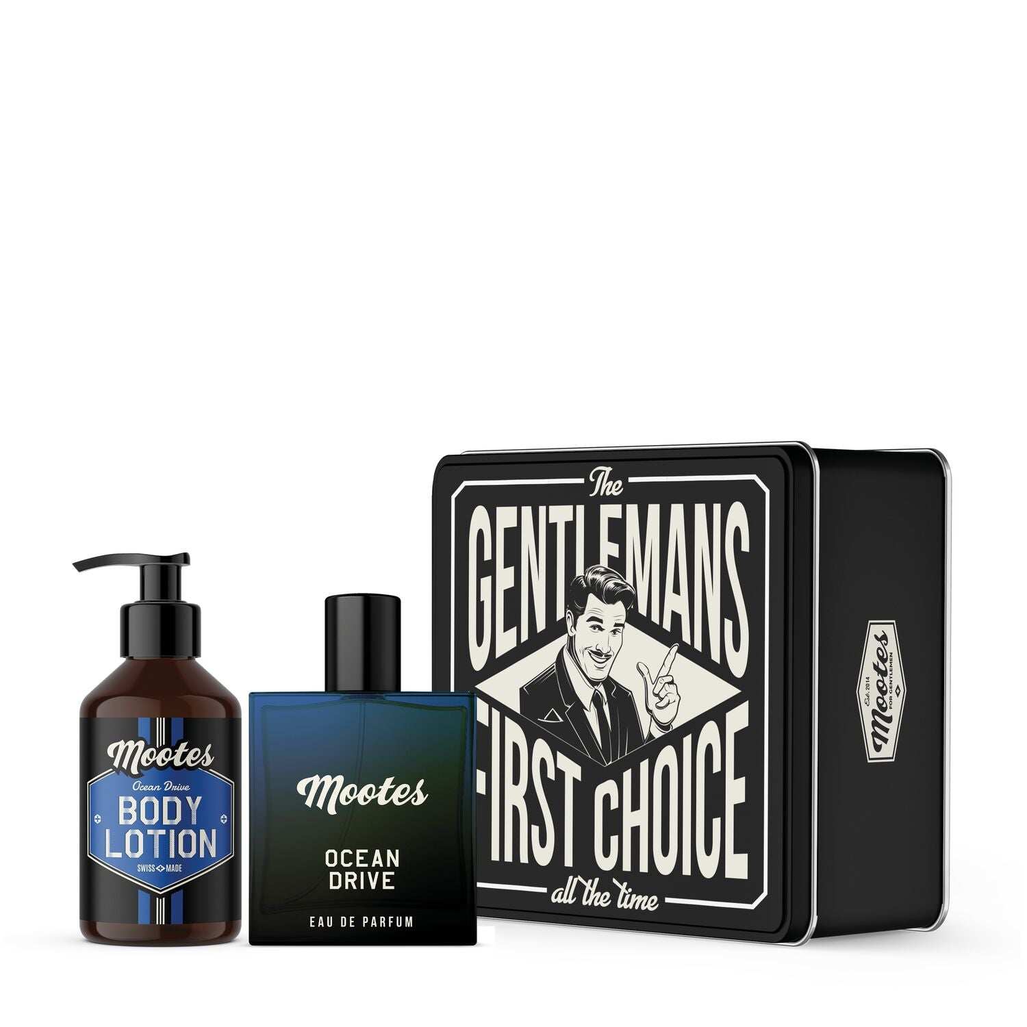 Parfum-Set Ocean Drive mit Eau de Parfum und Bodylotion in stilvoller Blechbox für Herrenpflege und Duftgenuss.