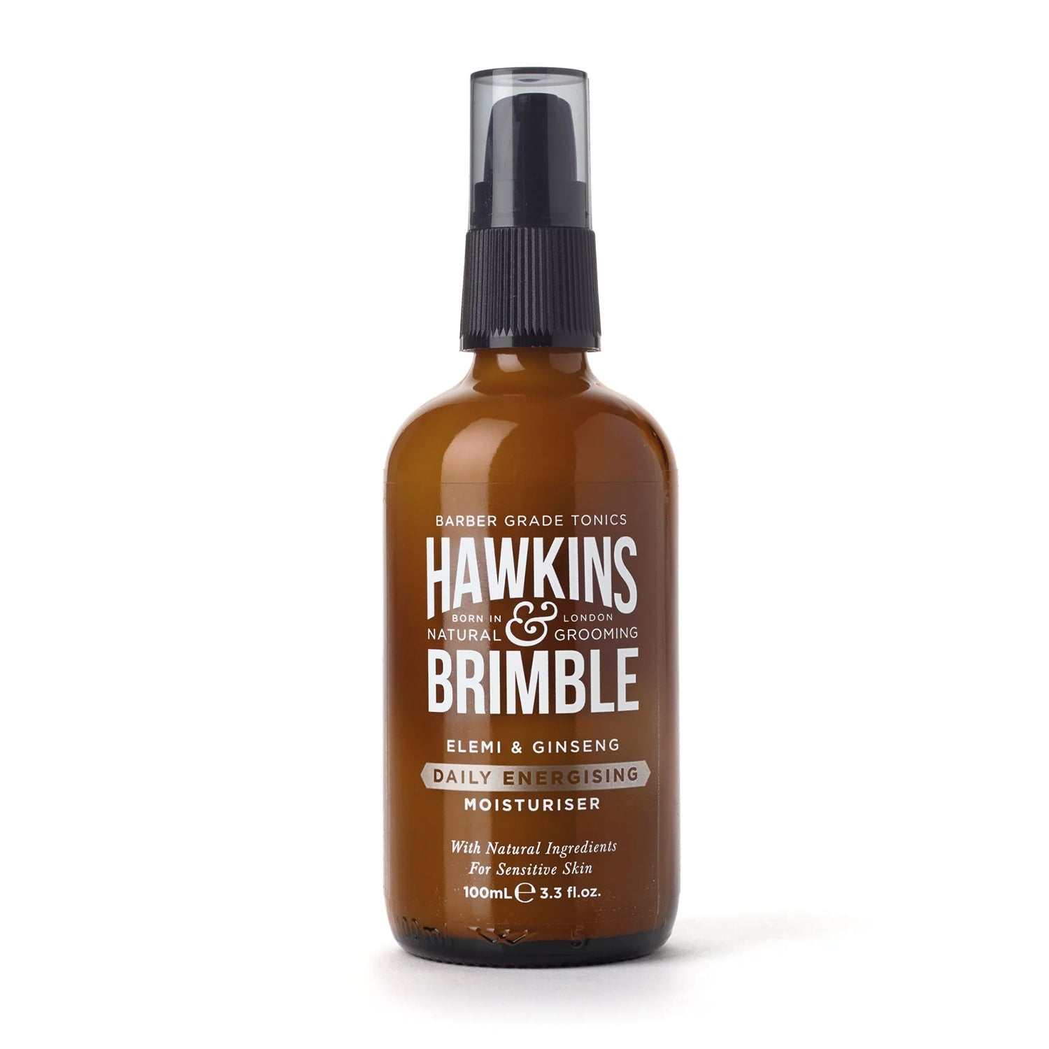 Feuchtigkeitscreme Hawkins & Brimble braune Pumpflasche natürliche Inhaltsstoffe für strahlende Haut