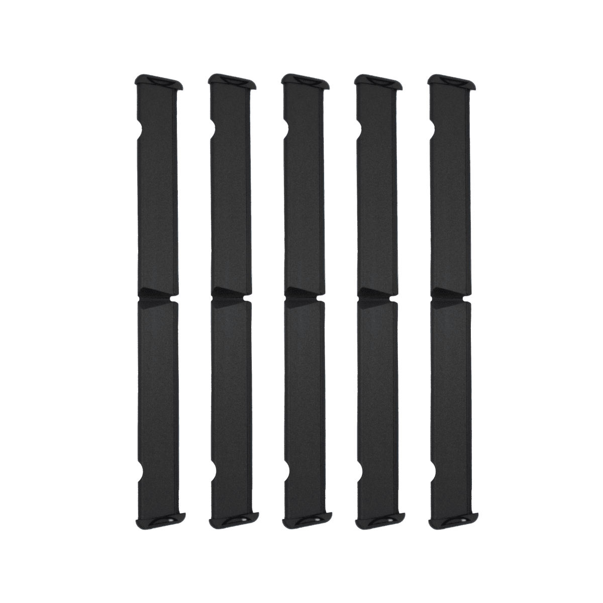 Fünf schwarze Ersatzklingenhalter aus Kunststoff für Dovo Shavette Rasierer zur sicheren Klingenfixierung und hygienischem Rasieren.