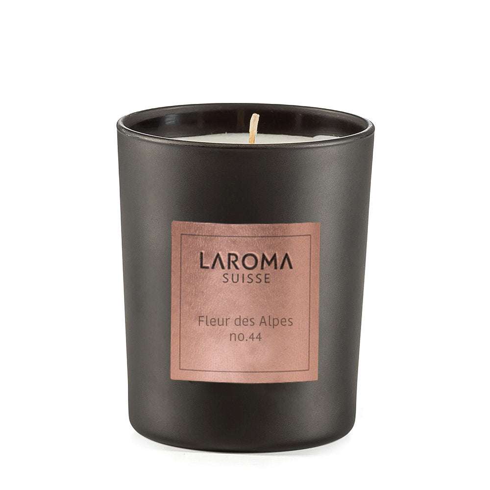 Duftkerze Fleur des Alpes - Laroma mit frischem Alpenblumenduft im schwarzen Glas