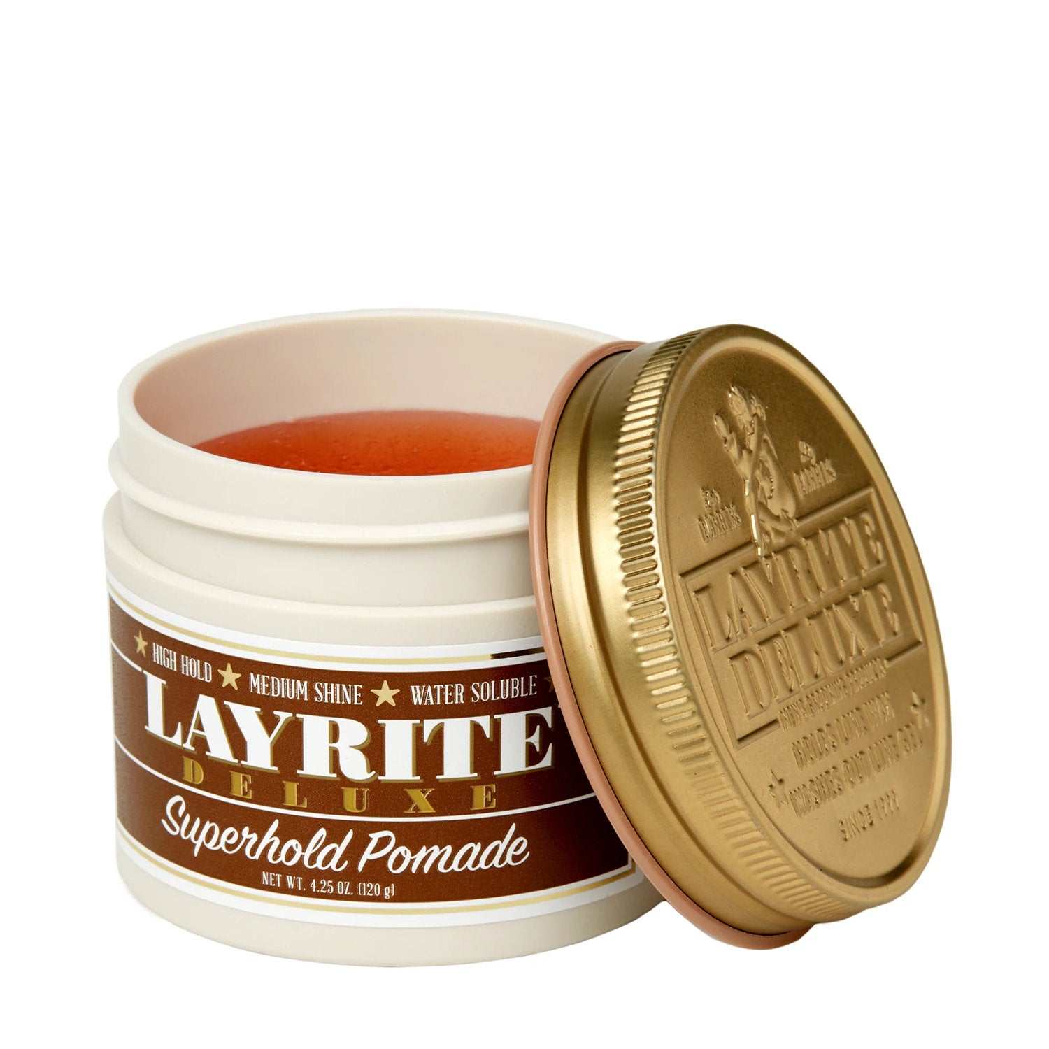 Super Hold Pomade von Layrite mit starkem Halt und mittlerem Glanz, wasserlöslich und leicht auswaschbar