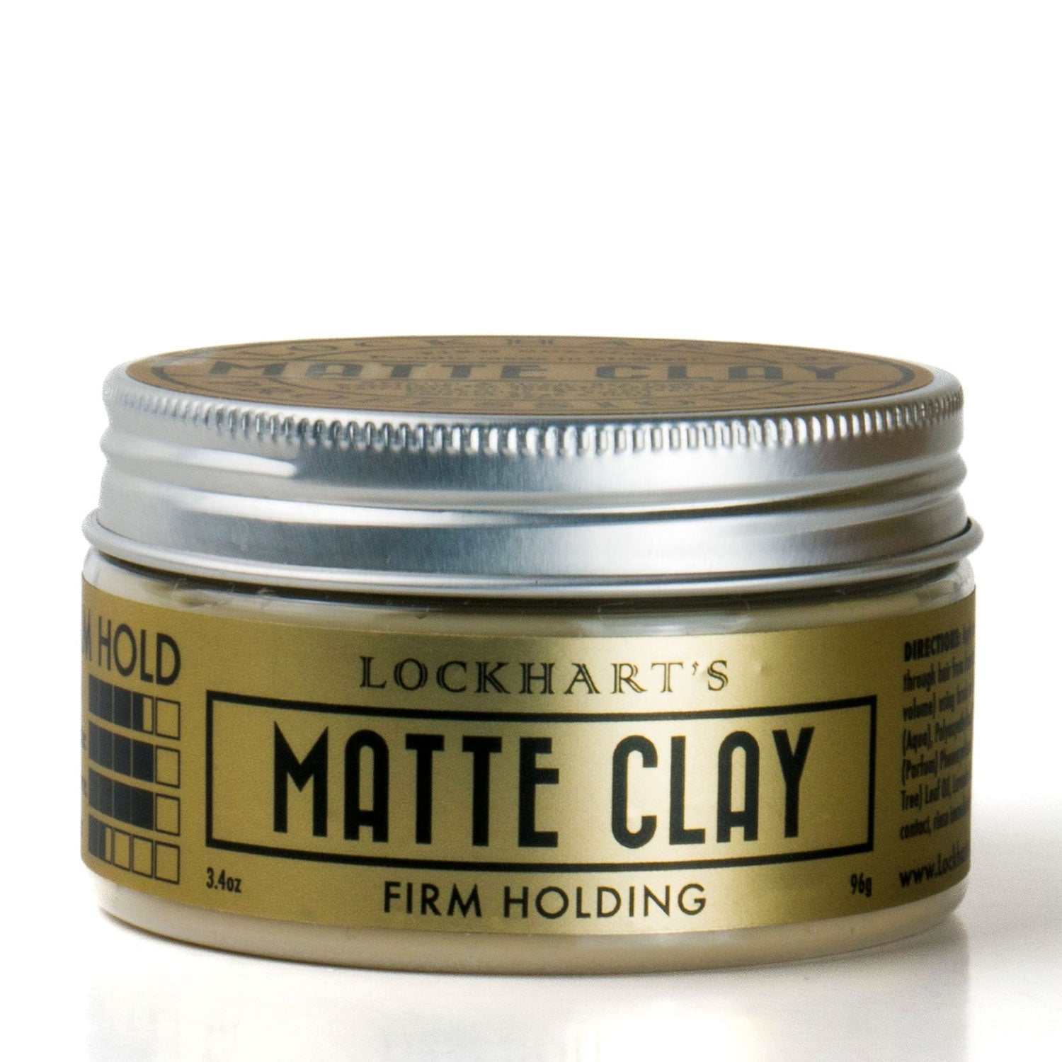Haarpomade Matte Clay von Lockhart's mit mittlerem Halt und mattem Finish für natürlichen, flexiblen Look.
