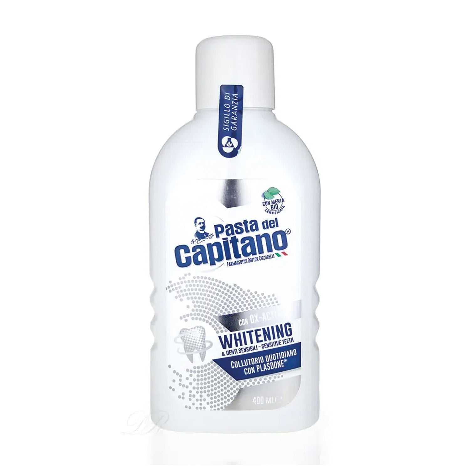 Pasta del Capitano Mundwasser Whitening OX-Active für schonendes Zahnweiss und frischen Atem mit Bio-Minze