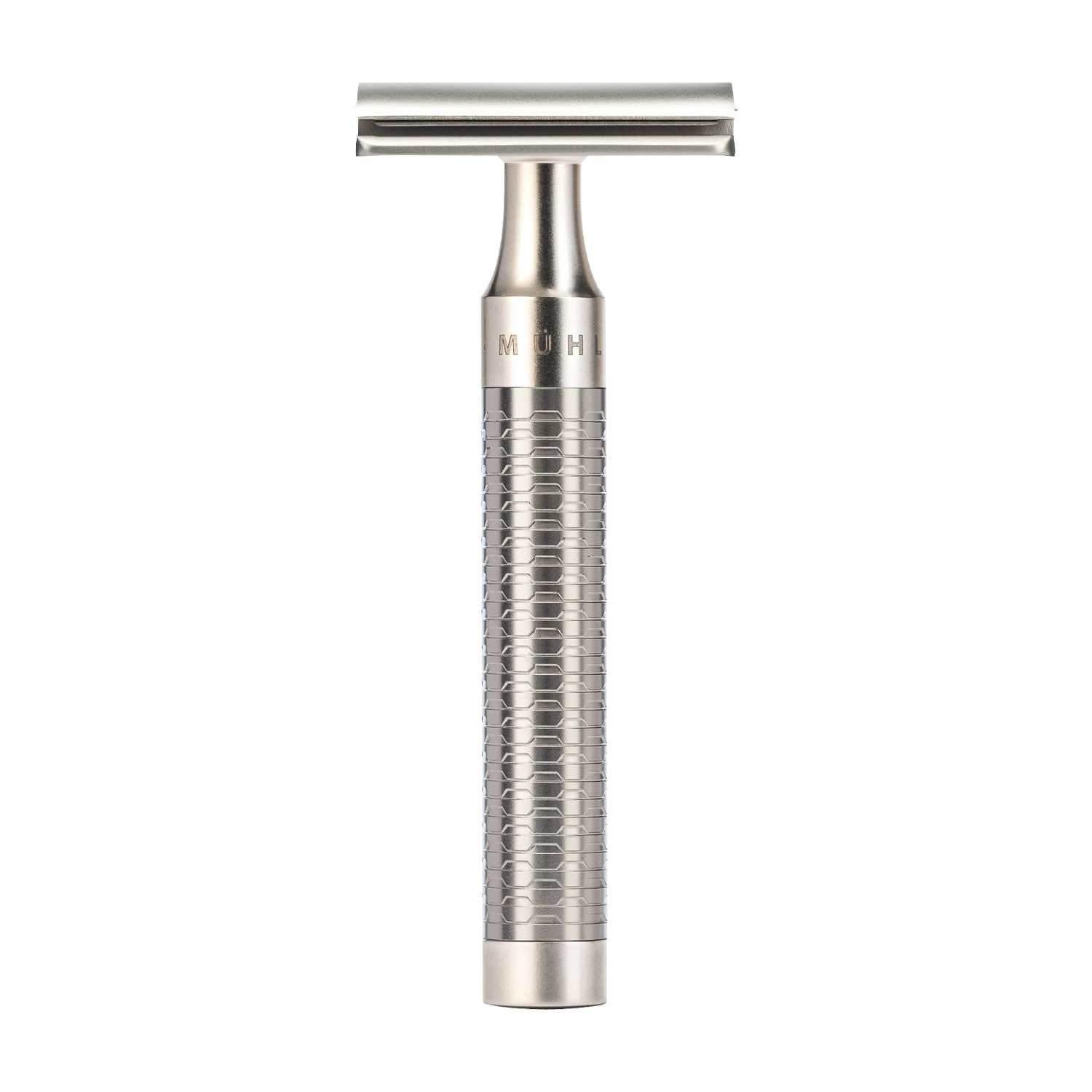 Rasierhobel ROCCA aus mattiertem Edelstahl mit geschlossenem Kamm für sanfte Nassrasur