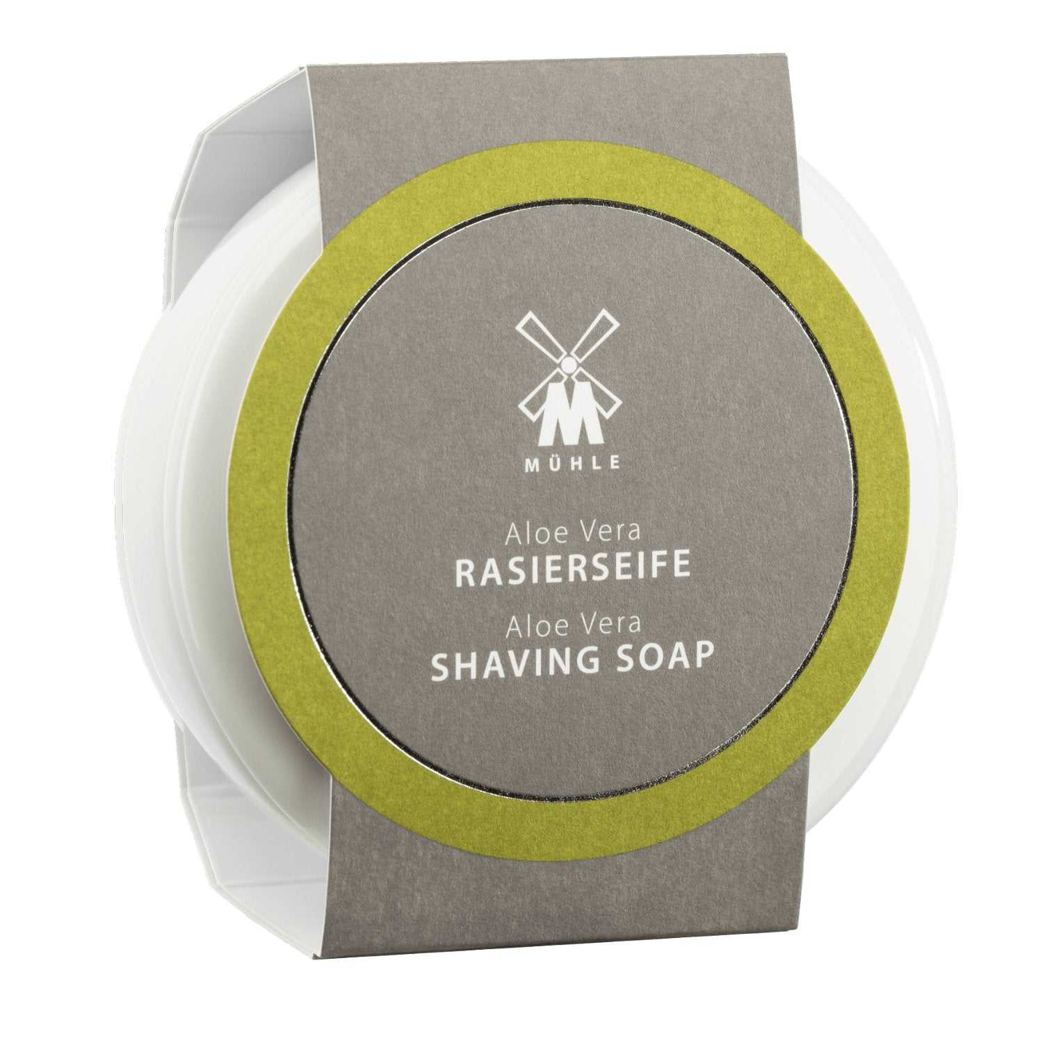 Rasierseife Aloe Vera von Mühle in Porzellanschale für sanfte und pflegende Rasur bei empfindlicher Haut