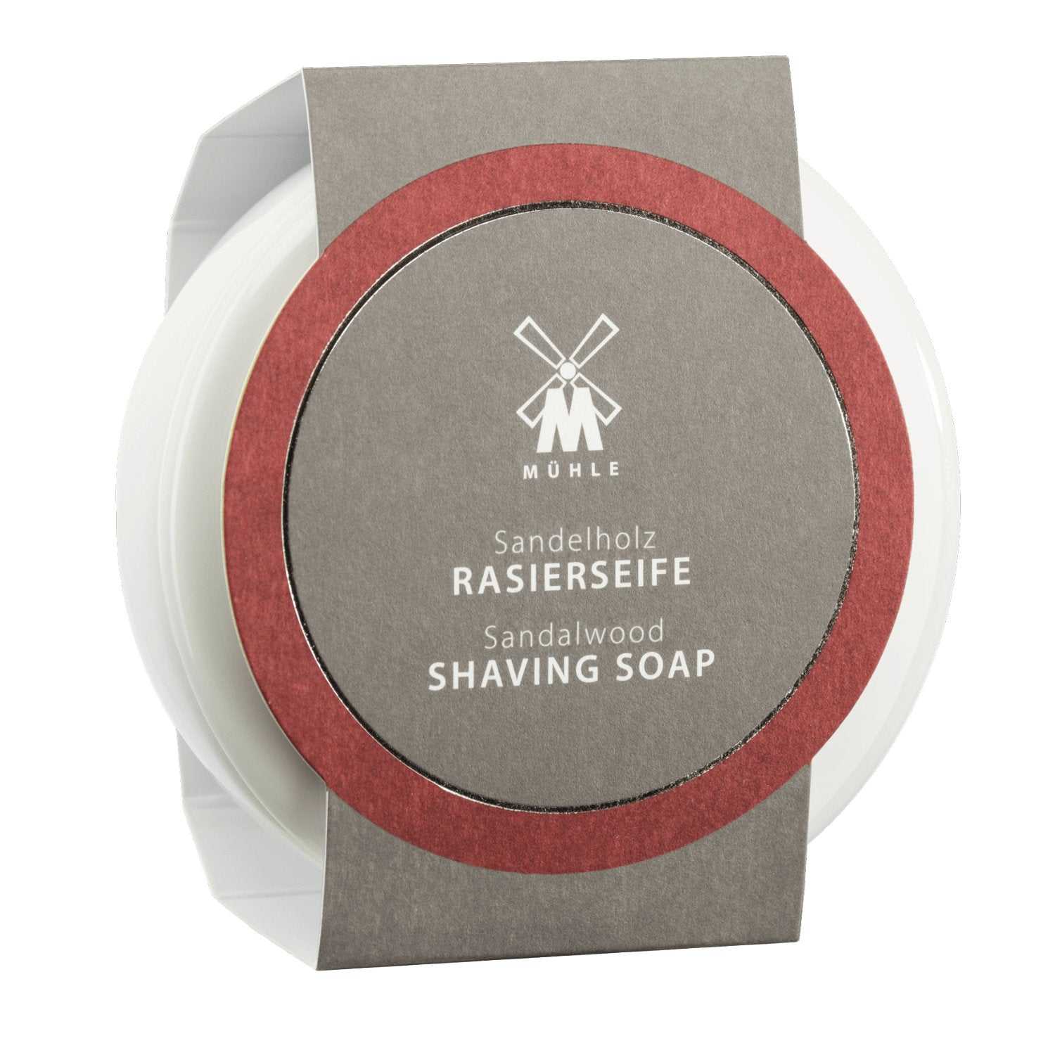 Rasierseife Sandelholz von Mühle in formschöner Porzellanschale mit pflegendem, aromatischem Sandelholzduft für normale und trockene Haut