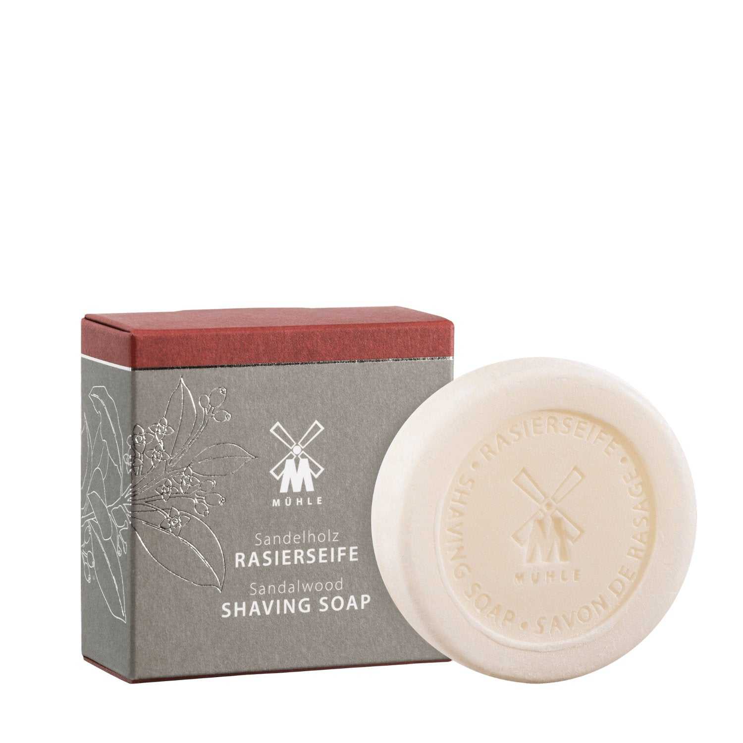 Rasierseife Sandelholz von Mühle mit aromatischem Sandelholzduft und pflegender Wirkung für normale und trockene Haut