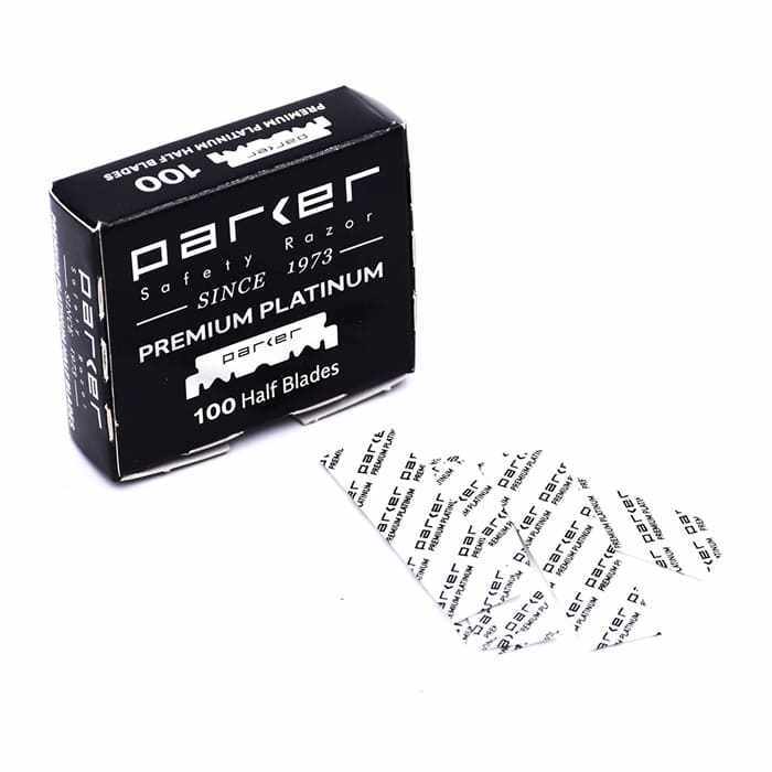 Parker Rasierklingen Single Edge Platinum 100 Stück halbierte Wechselklingen für sichere Rasur