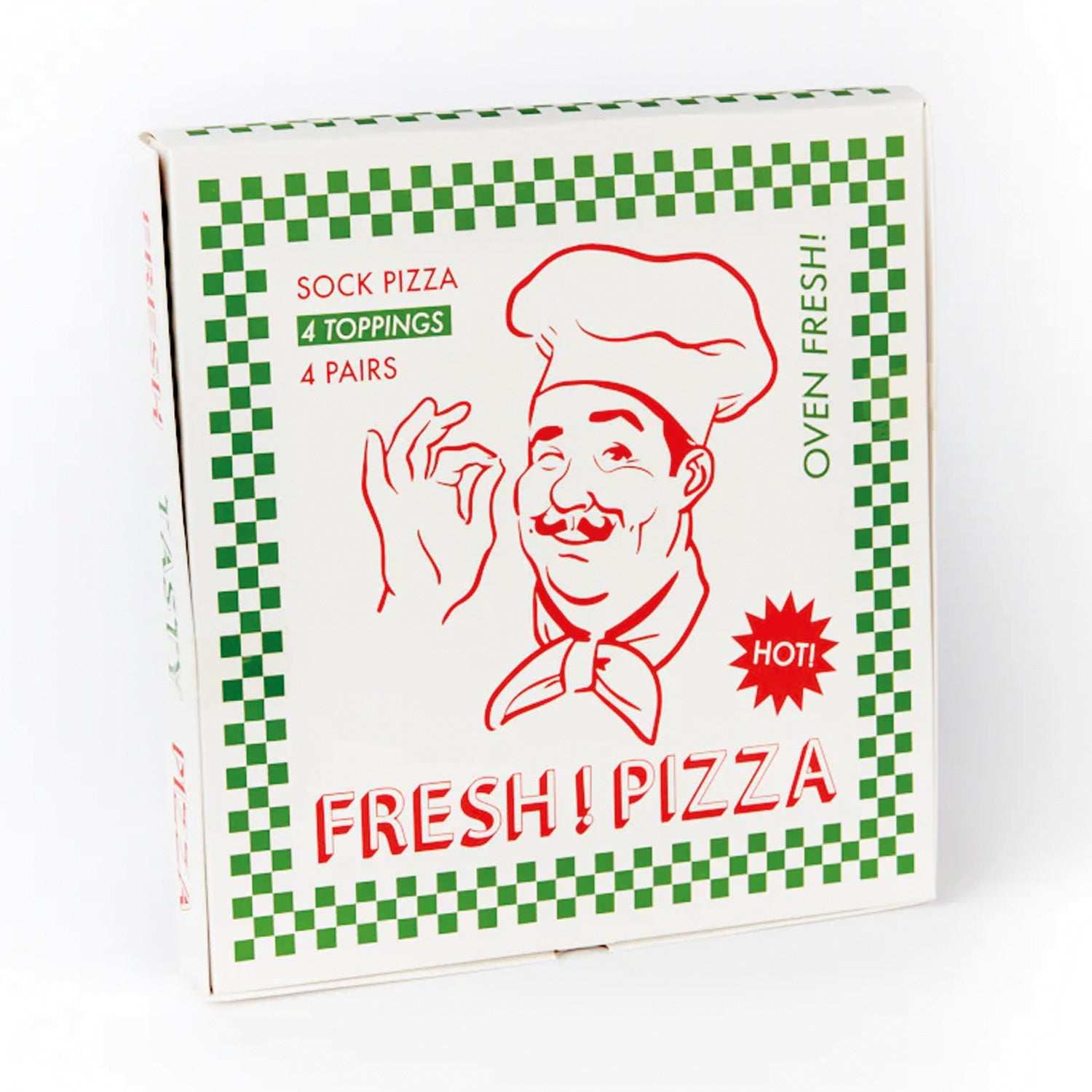 Pizza Socks Gift Set Urban Eccentric Geschenkbox Pizzakarton mit vier Paar weichen Baumwollsocken im Pizza-Design