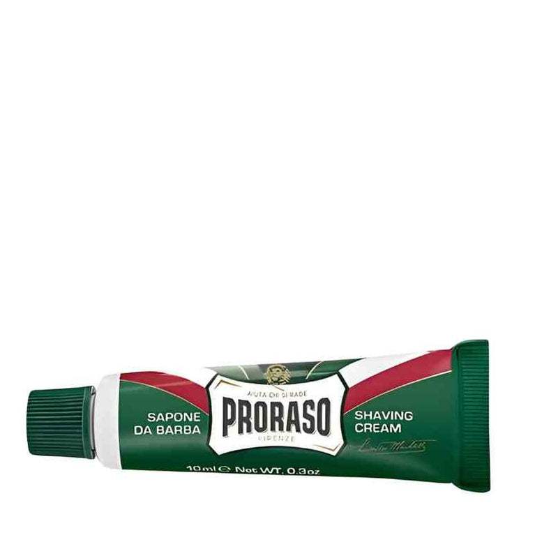 Proraso Rasiercreme Travel Size 10 ml mit Eukalyptusöl und Menthol für natürliche Hautpflege unterwegs