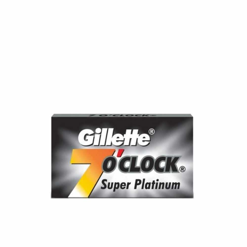 Gillette Rasierklingen 7 o'clock Super Platinum Verpackung schwarz und silber