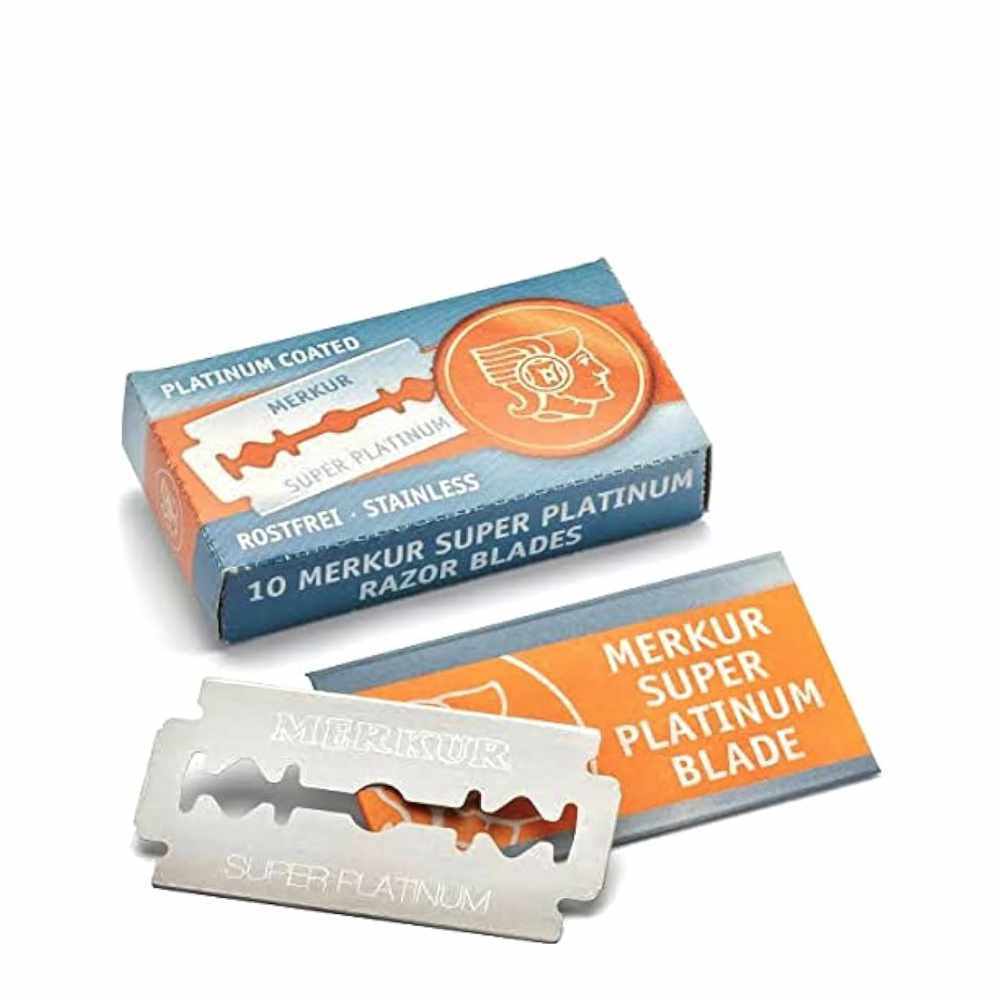 Merkur Rasierklingen Super Platinum, rostfrei, mittlere Schärfe, hautschonend, ideal für Anfänger und empfindliche Haut