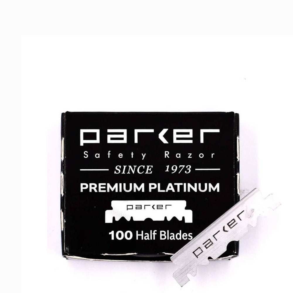 Parker Rasierklingen Single Edge Platinum, 100 halbierte Klingen, hochwertig und preiswert, sichere Rasur mit Wechselklingenmesser